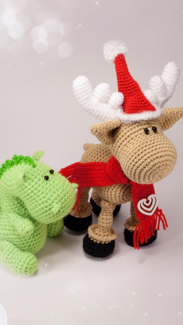 Christmas Dino And Reindeer wallpaper 640x1136