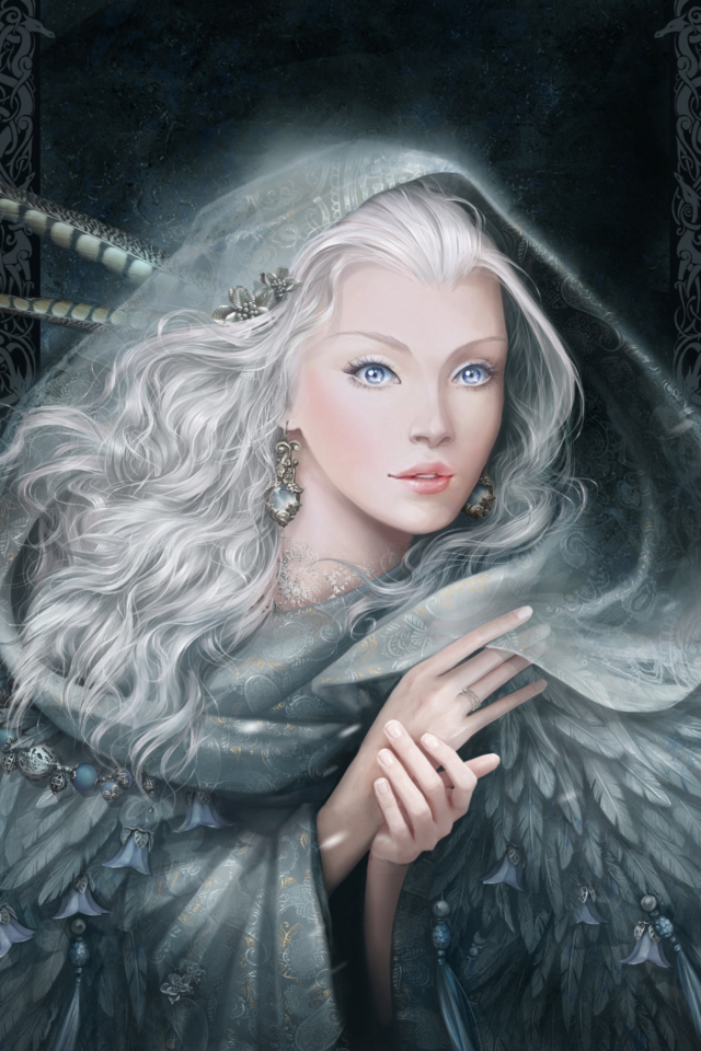 Das White Fantasy Princess Wallpaper 640x960