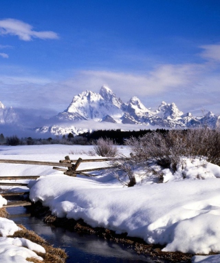 Kostenloses Grand Tetons in Winter, Wyoming Wallpaper für iPhone 5