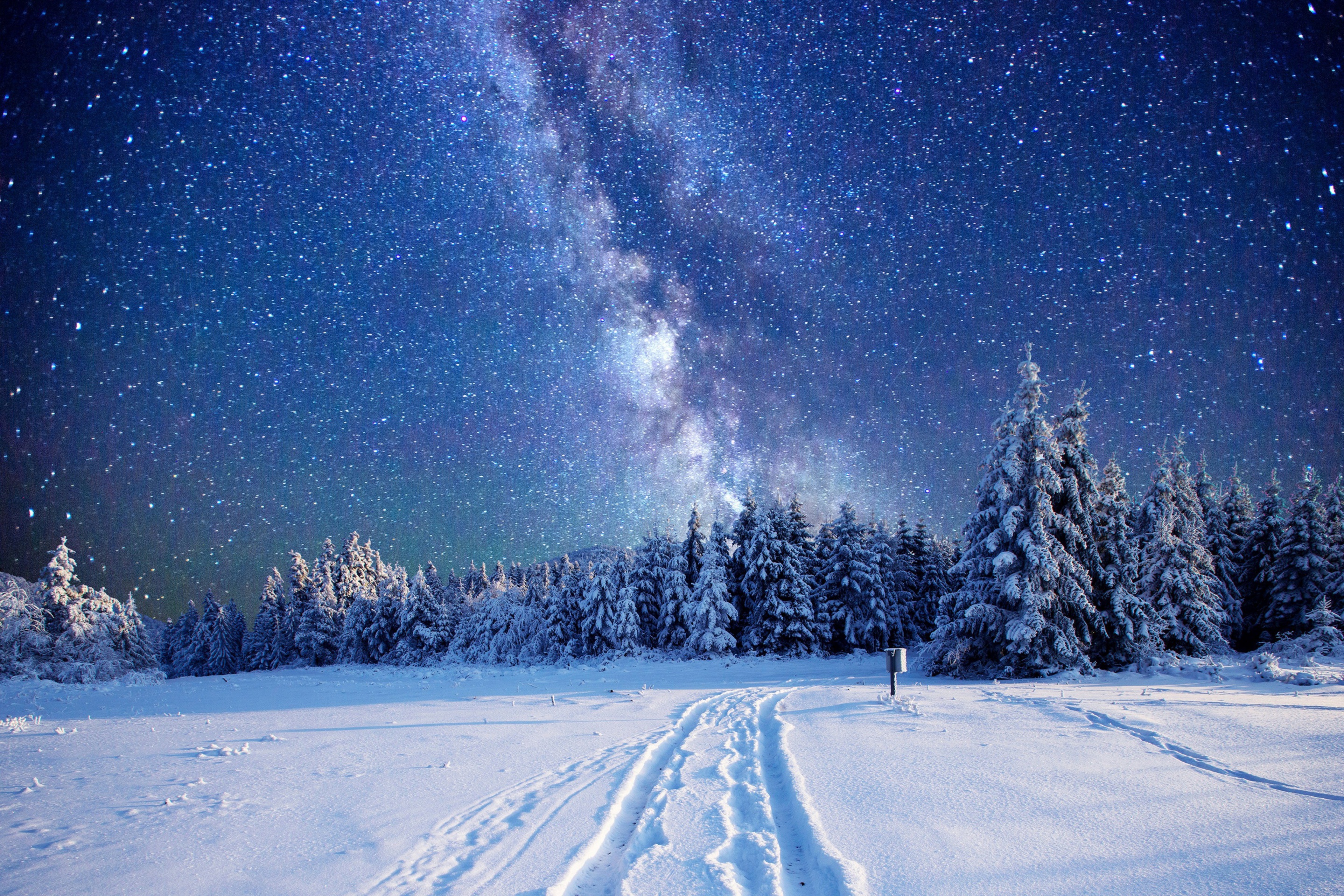 Das Milky Way on Winter Sky Wallpaper 2880x1920