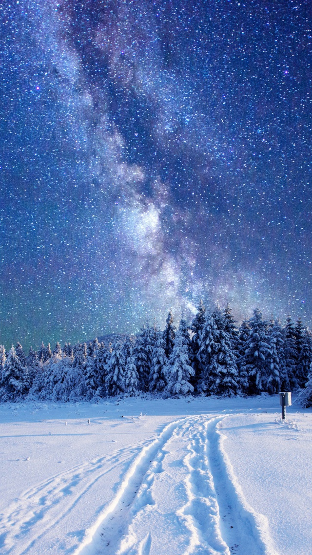 Обои Milky Way on Winter Sky 640x1136