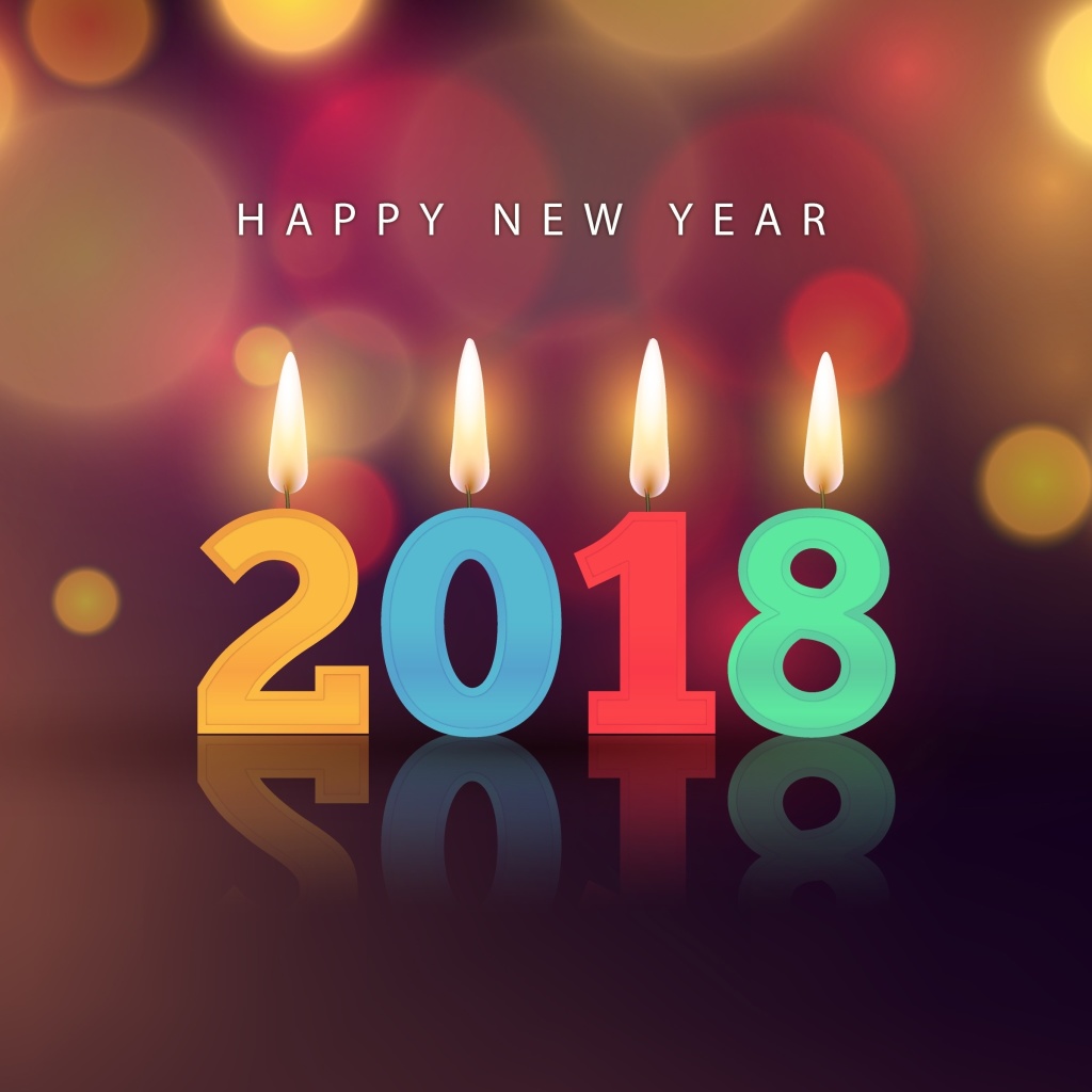 Fondo de pantalla New Year 2018 Greetings Card with Candles 1024x1024