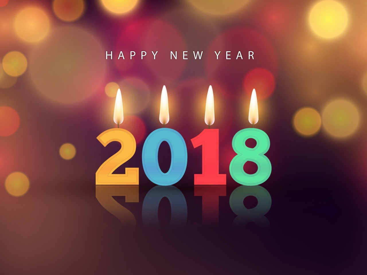 Обои New Year 2018 Greetings Card with Candles 1280x960