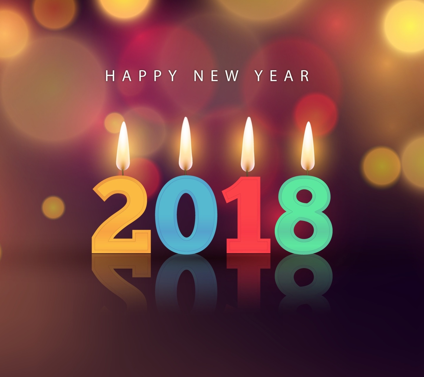 Обои New Year 2018 Greetings Card with Candles 1440x1280