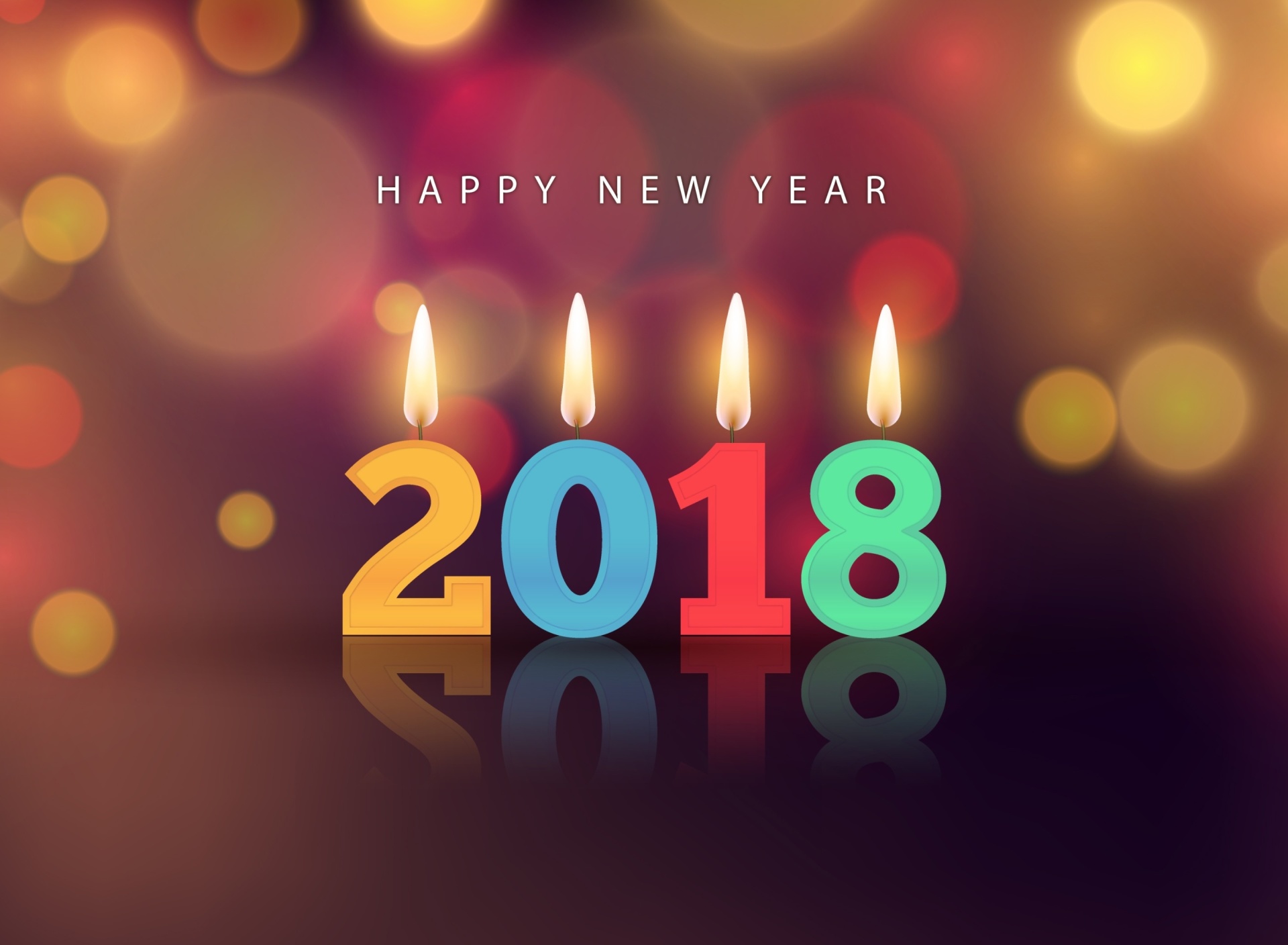Обои New Year 2018 Greetings Card with Candles 1920x1408