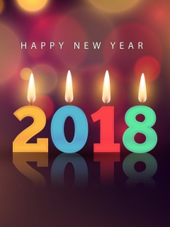 New Year 2018 Greetings Card with Candles wallpaper 240x320