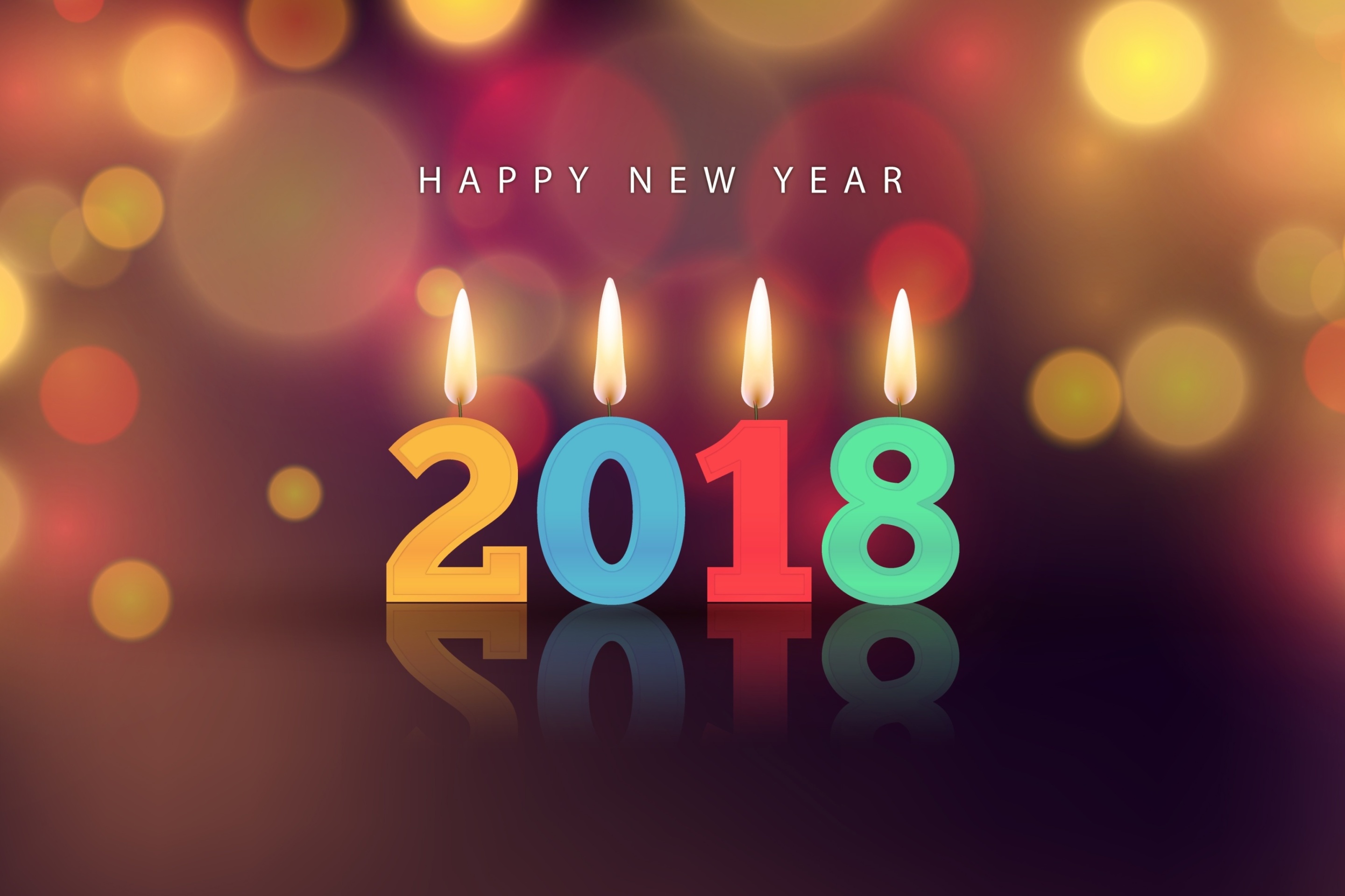 Обои New Year 2018 Greetings Card with Candles 2880x1920