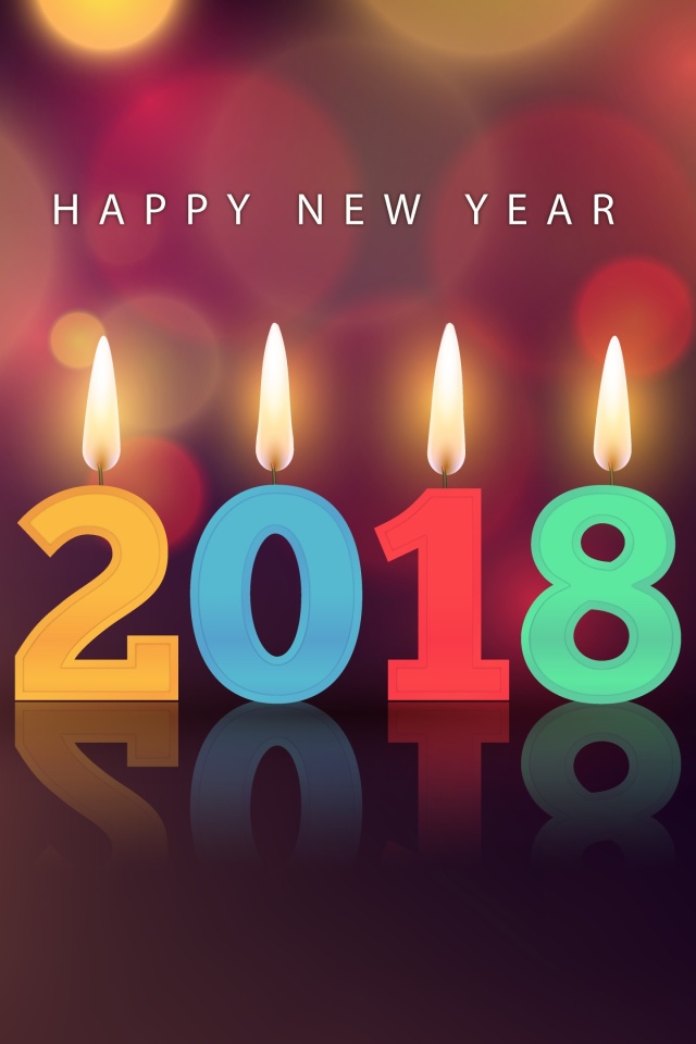 Sfondi New Year 2018 Greetings Card with Candles 640x960