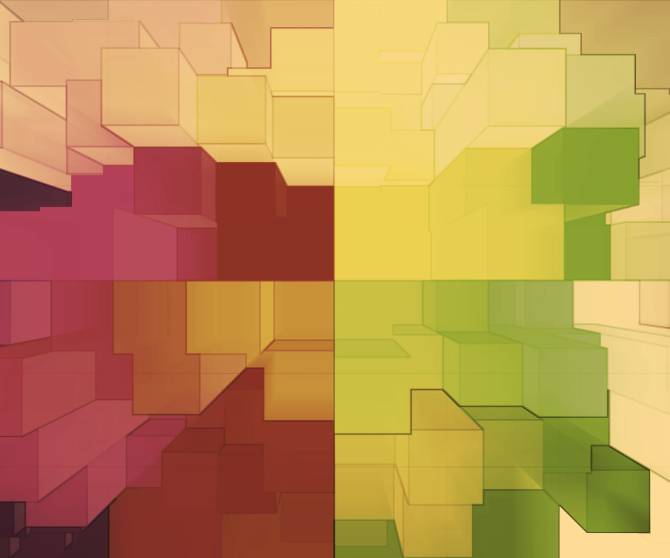 Das Multicolored 3D Blocks Wallpaper 960x800