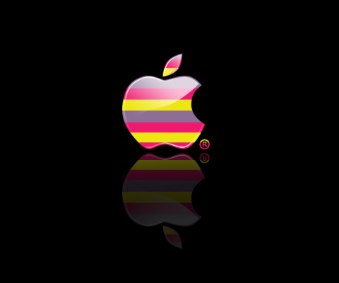 Das Colorful Stripes Apple Logo Wallpaper 480x400