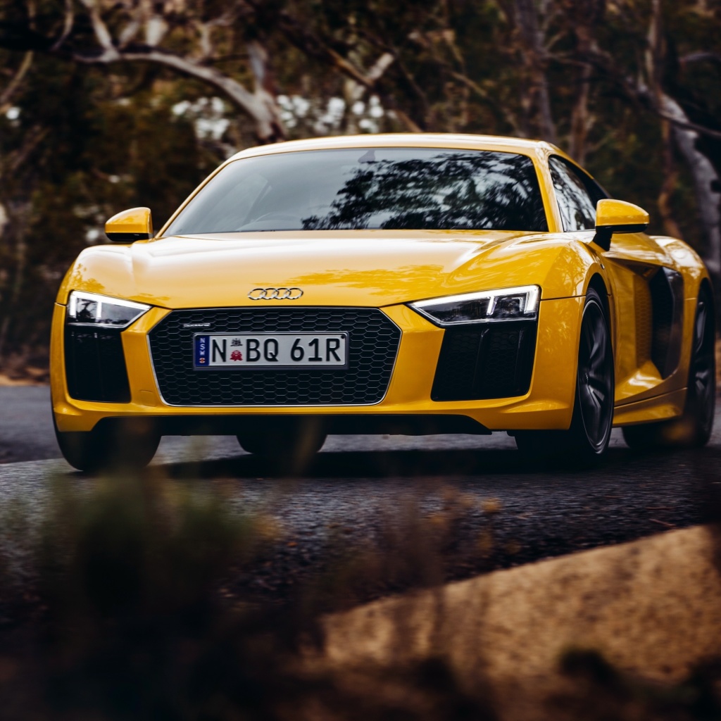 Fondo de pantalla Audi R8 V10 Plus Yellow Body Color 1024x1024