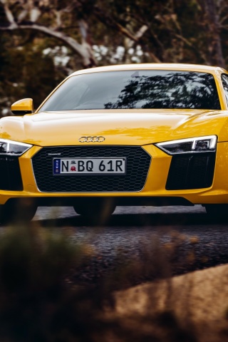 Fondo de pantalla Audi R8 V10 Plus Yellow Body Color 320x480