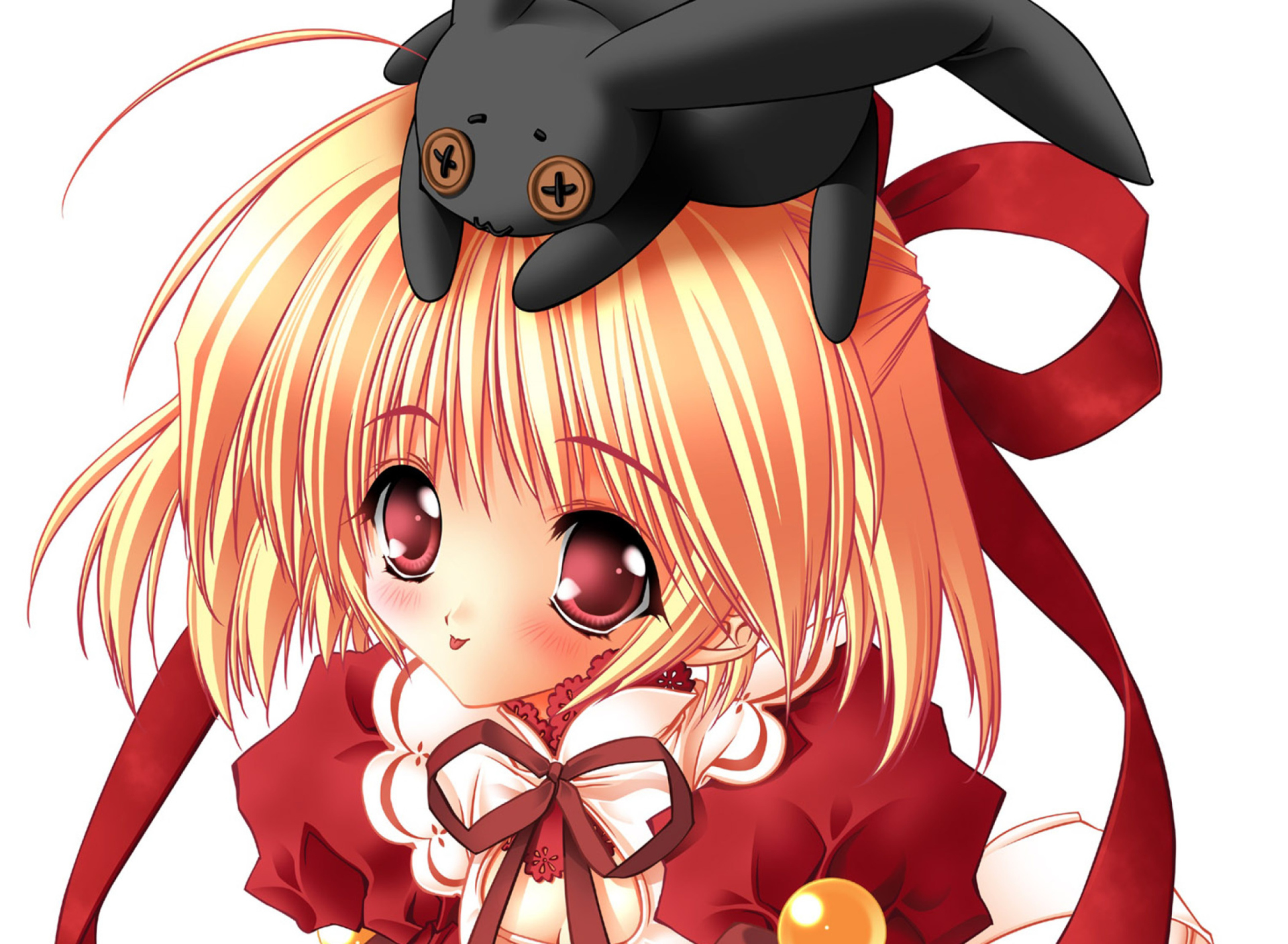 Fondo de pantalla Girl With Black Rabbit 1920x1408