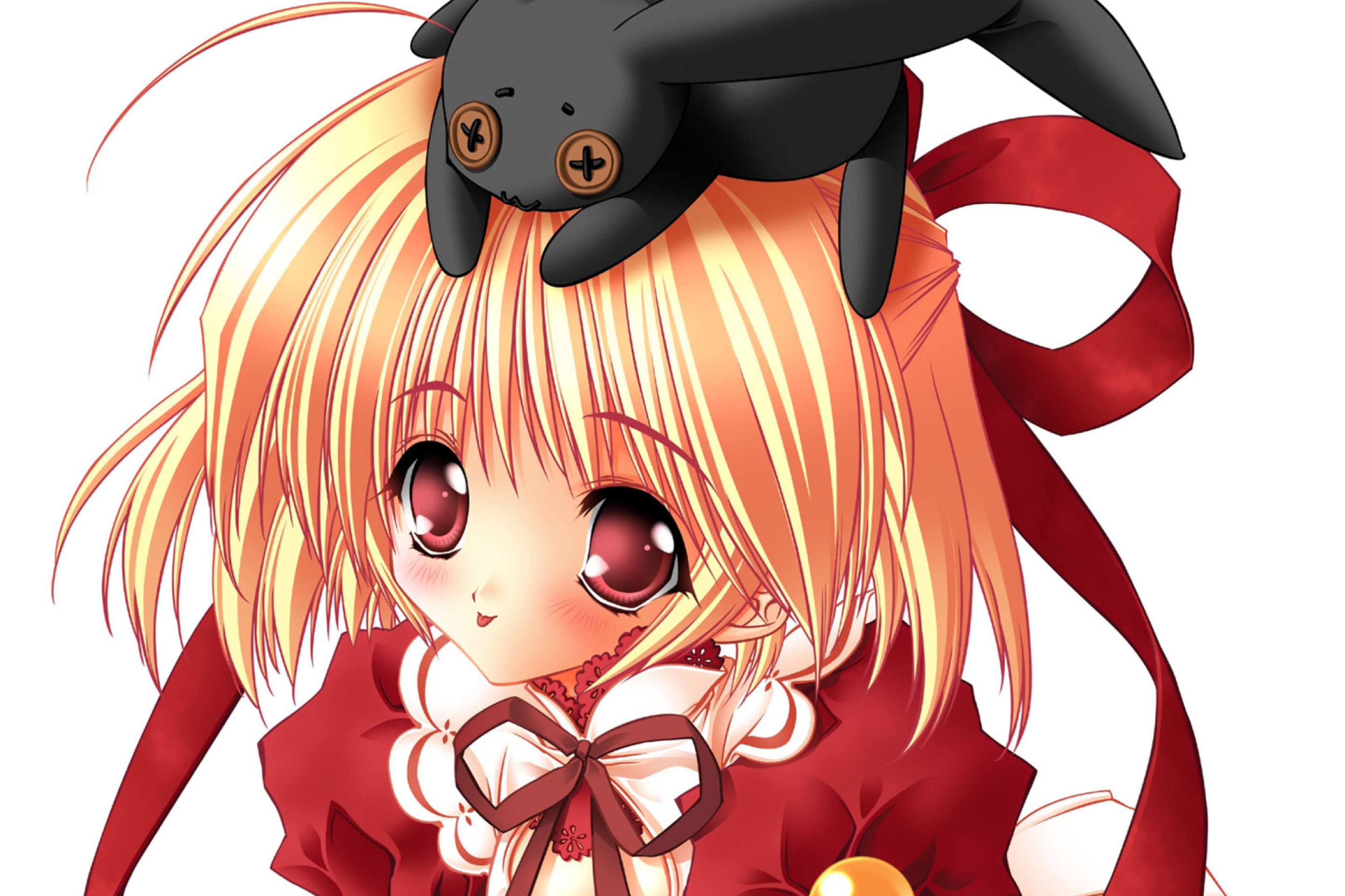 Das Girl With Black Rabbit Wallpaper 2880x1920