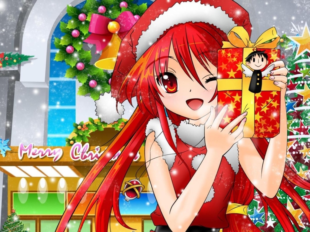 Fondo de pantalla Christmas Anime girl 1024x768