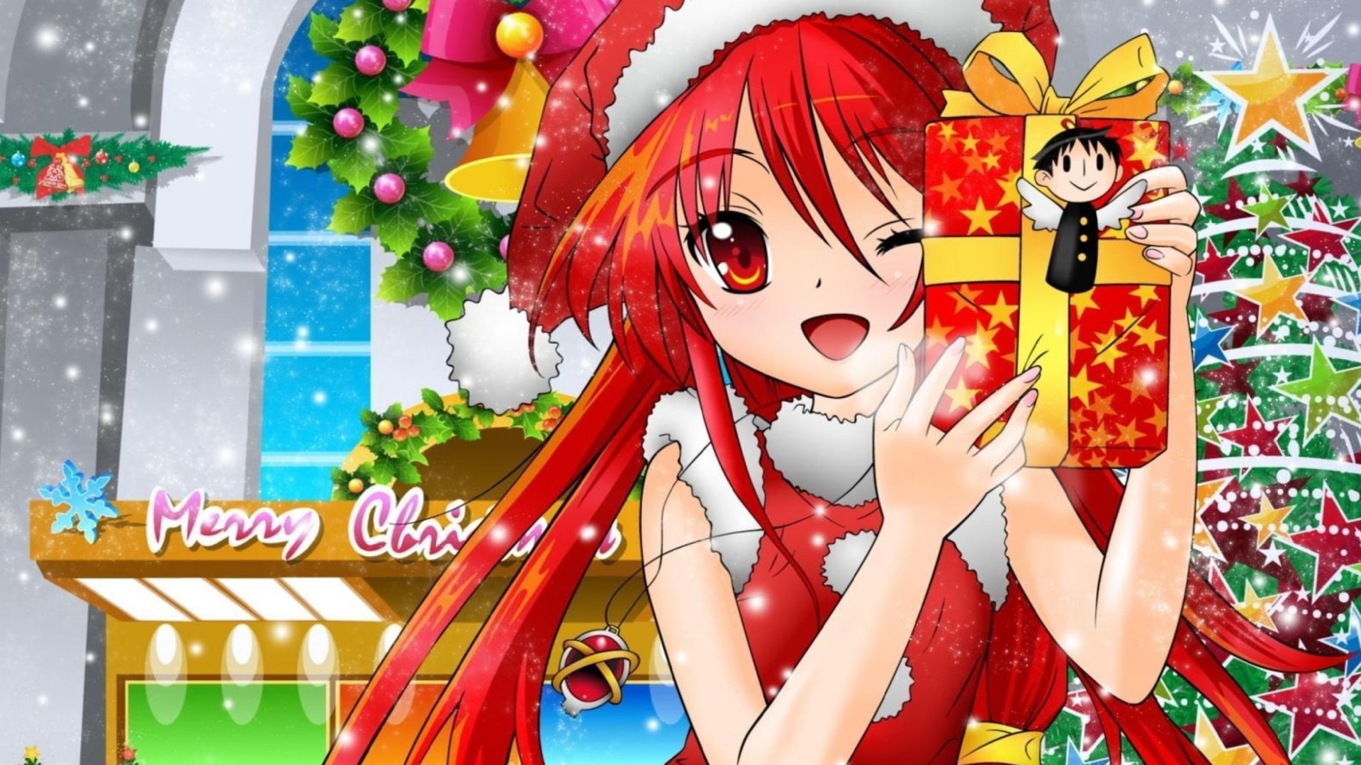 Обои Christmas Anime girl 1920x1080