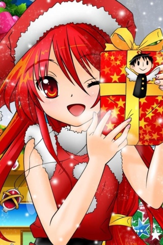 Das Christmas Anime girl Wallpaper 320x480