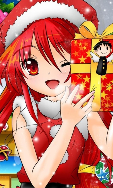 Das Christmas Anime girl Wallpaper 480x800