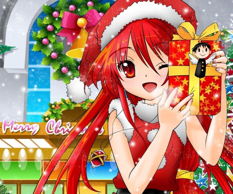Das Christmas Anime girl Wallpaper 960x800