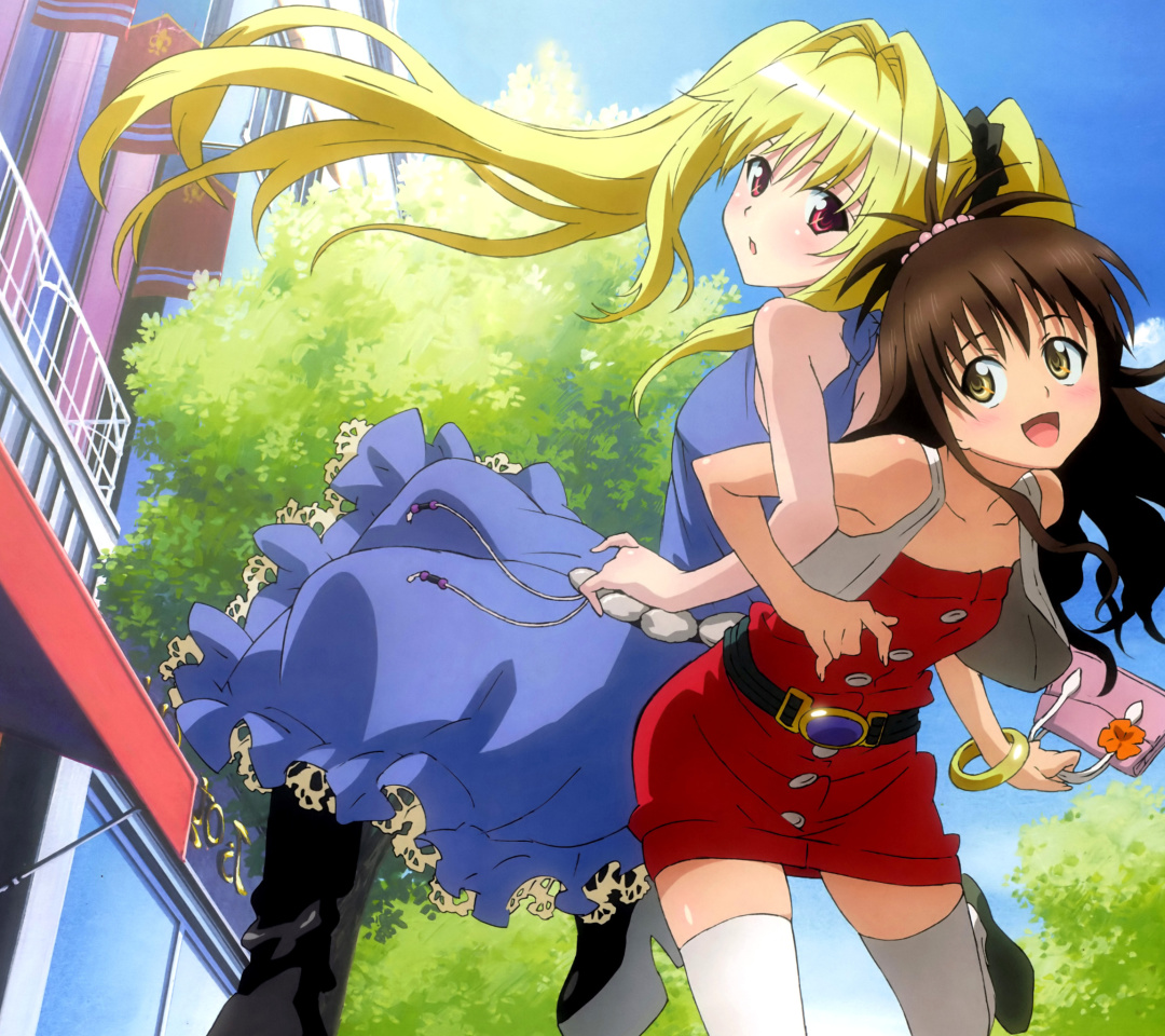 Fondo de pantalla Mikan Yuuki and Konjiki no Yami from To Love Ru Anime 1080x960