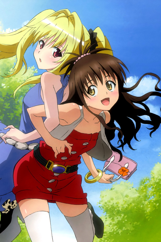 Sfondi Mikan Yuuki and Konjiki no Yami from To Love Ru Anime 640x960