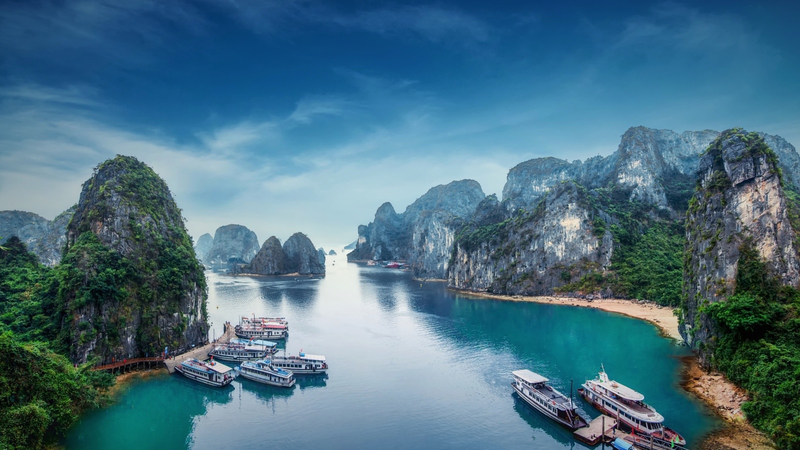 Обои Hạ Long Bay Vietnam Attractions 1600x900