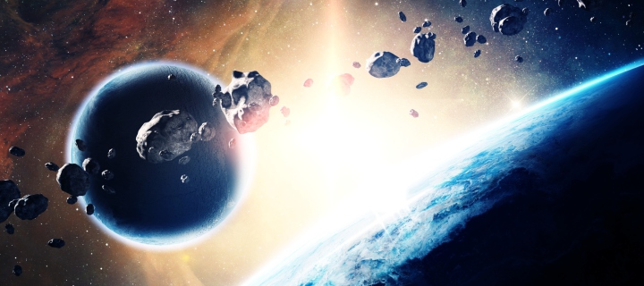 Fondo de pantalla Asteroids In Space 720x320