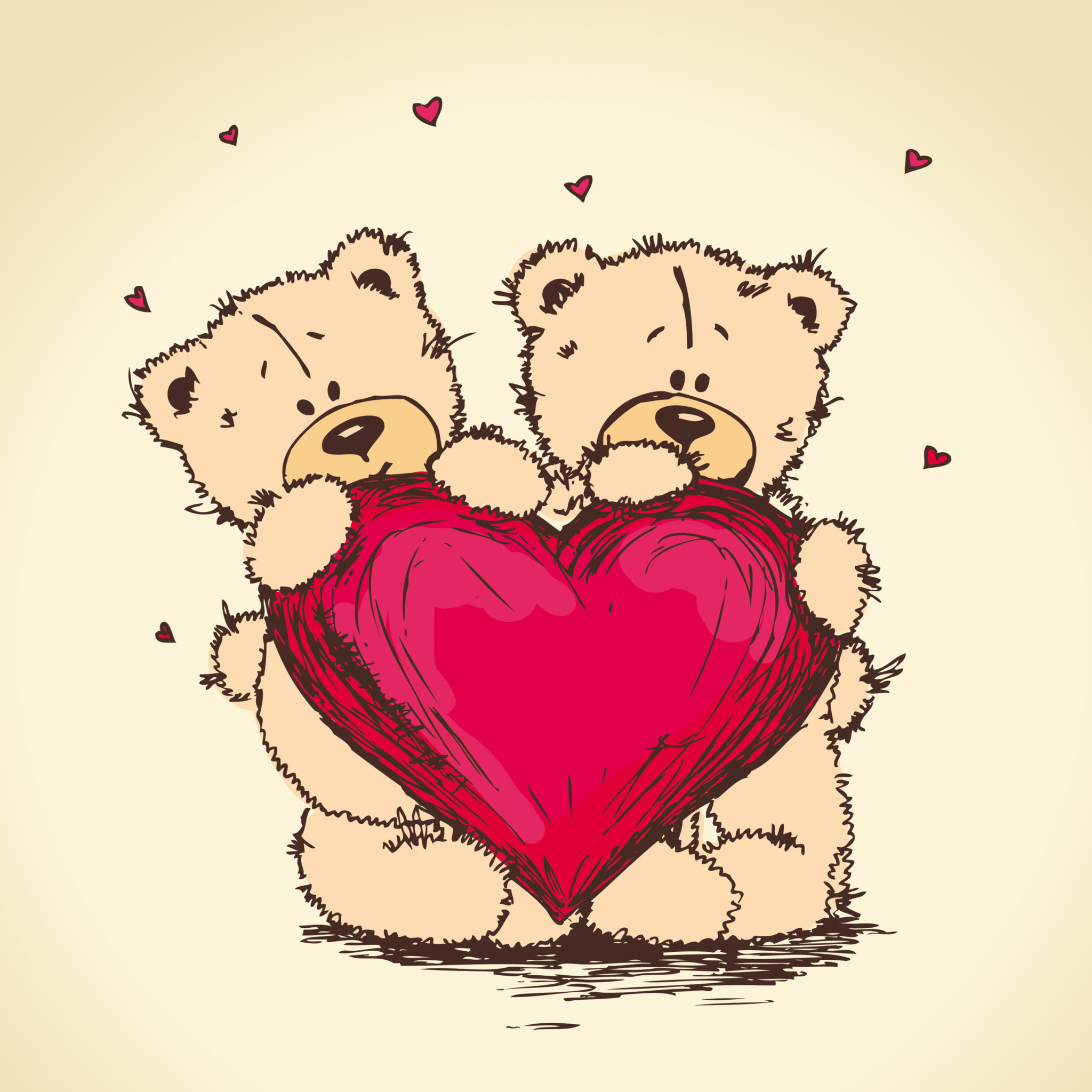 Обои Valentine's Teddy Bears 2048x2048