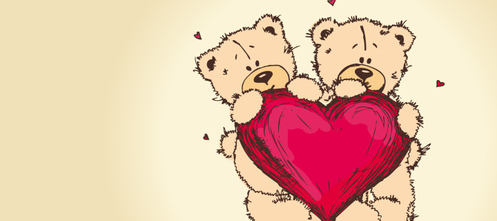 Обои Valentine's Teddy Bears 720x320