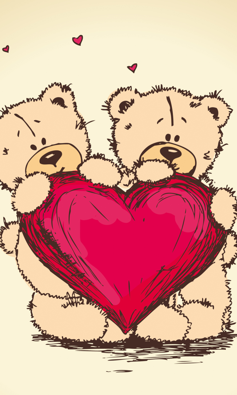 Das Valentine's Teddy Bears Wallpaper 768x1280