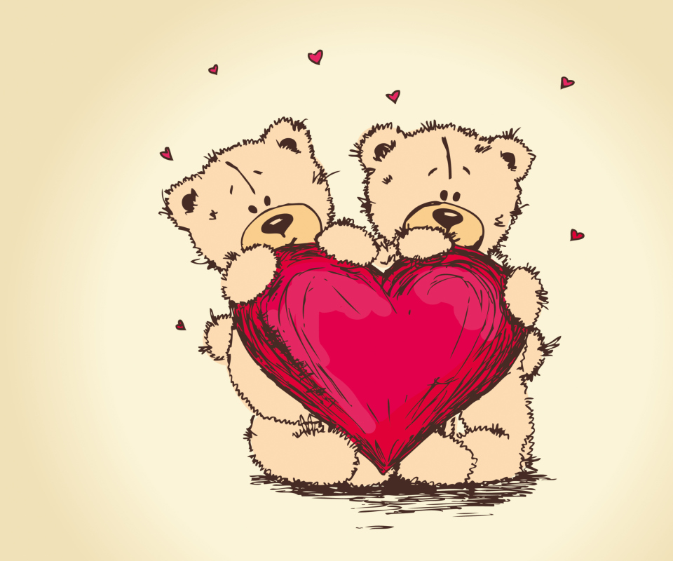 Das Valentine's Teddy Bears Wallpaper 960x800