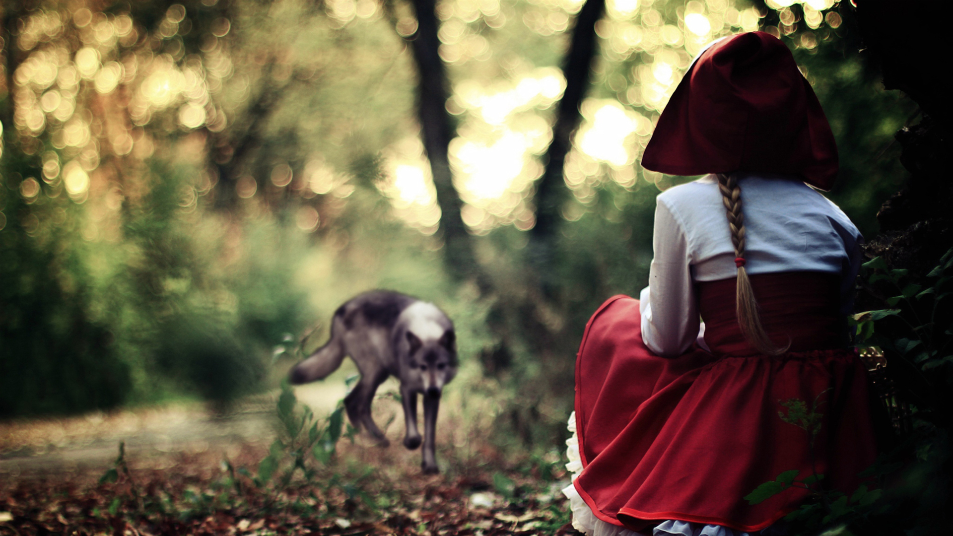 Sfondi Red Riding Hood In Forest 1920x1080