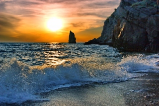 Splash on Evening Beach Wallpaper for Android, iPhone and iPad