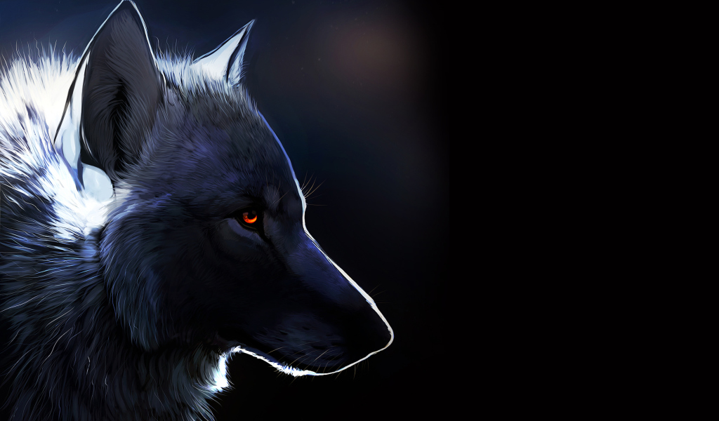 Screenshot №1 pro téma Wolf With Amber Eyes Painting 1024x600