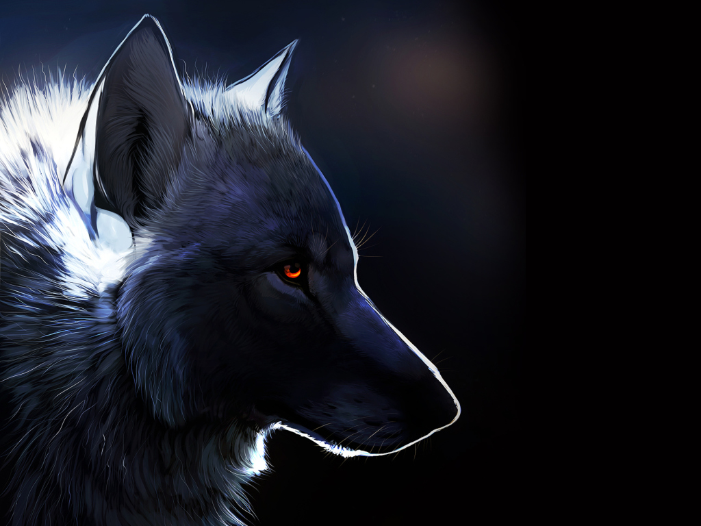Обои Wolf With Amber Eyes Painting 1024x768