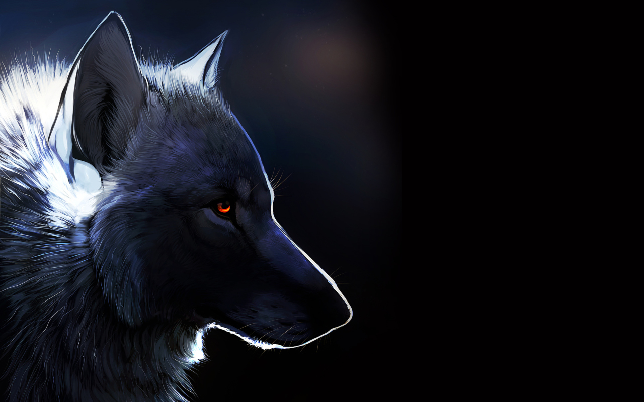 Screenshot №1 pro téma Wolf With Amber Eyes Painting 1280x800