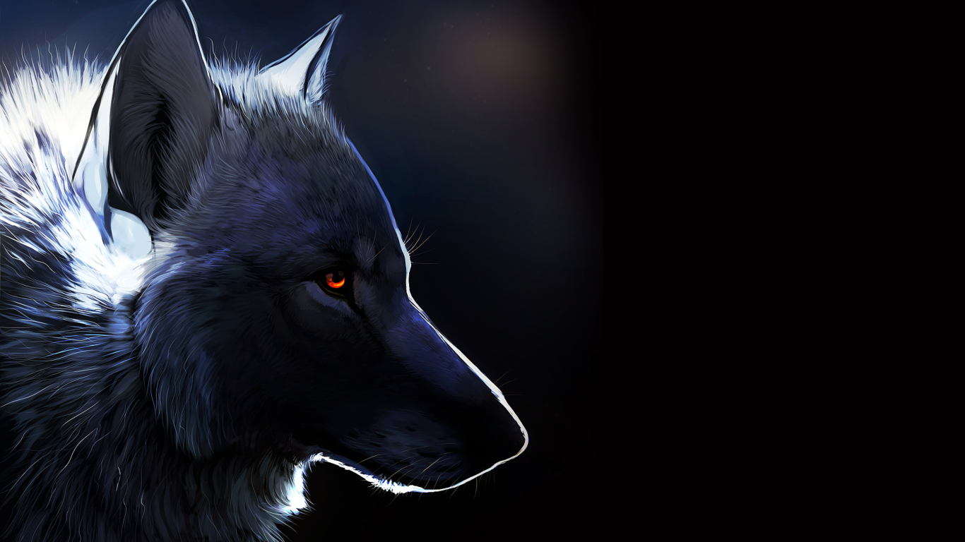Wolf With Amber Eyes Painting screenshot #1 1366x768