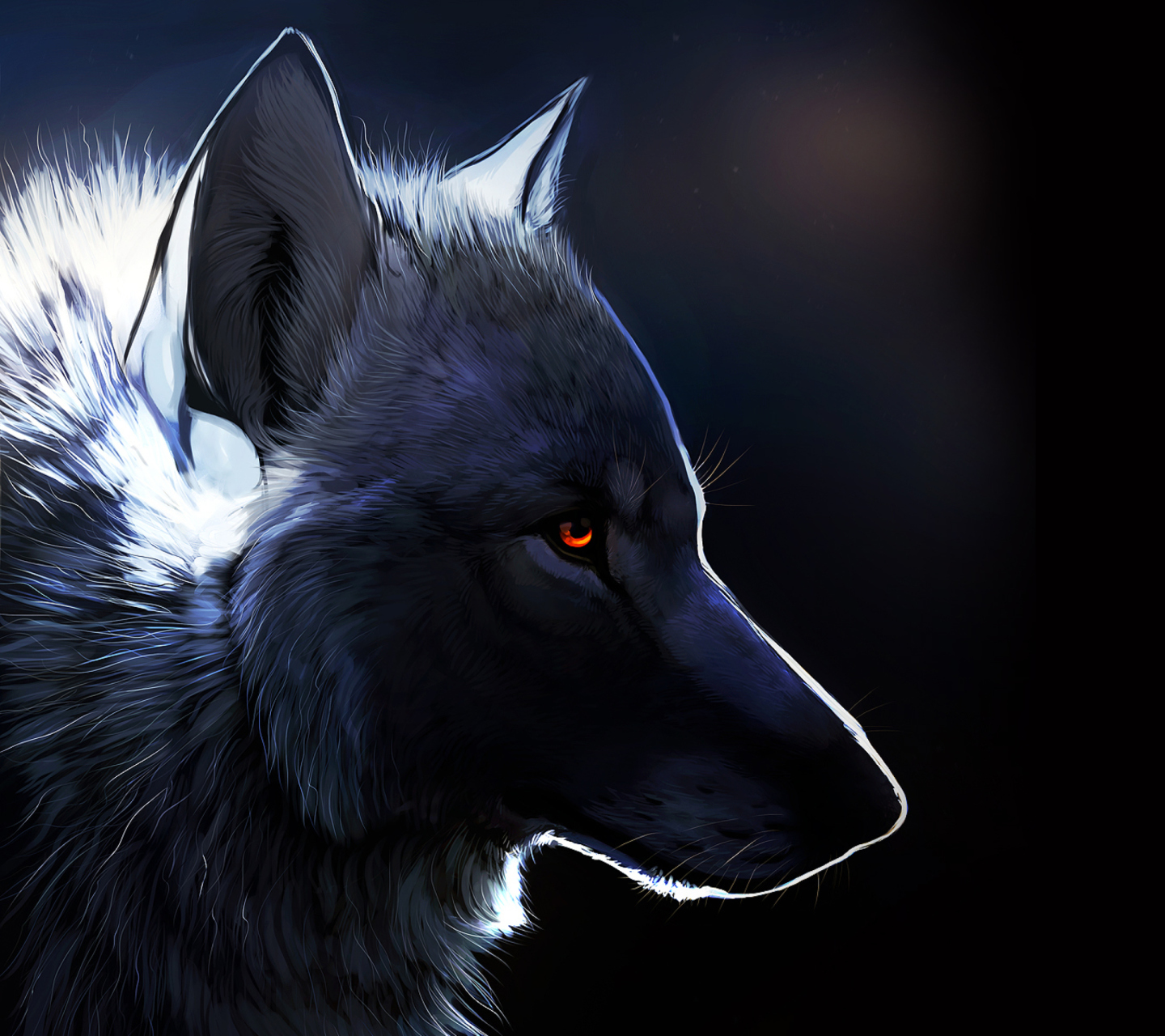 Das Wolf With Amber Eyes Painting Wallpaper 1440x1280