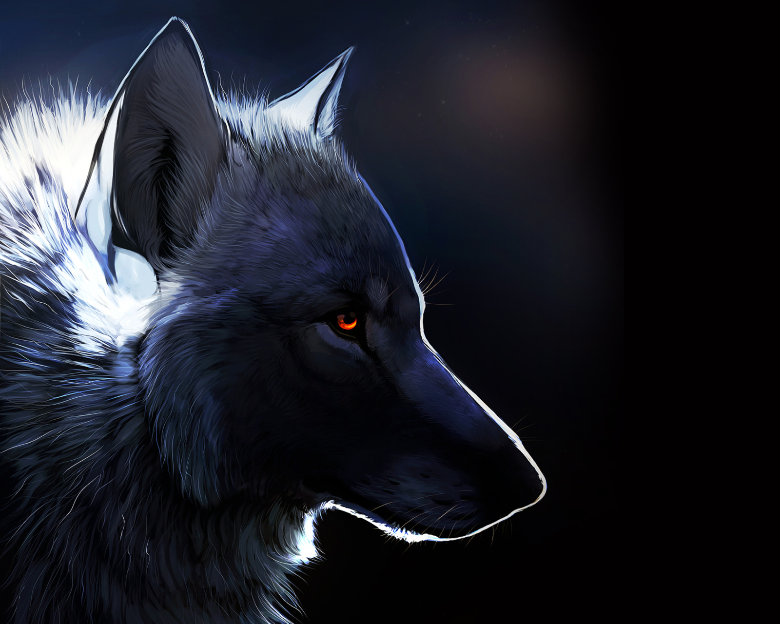 Обои Wolf With Amber Eyes Painting 1600x1280