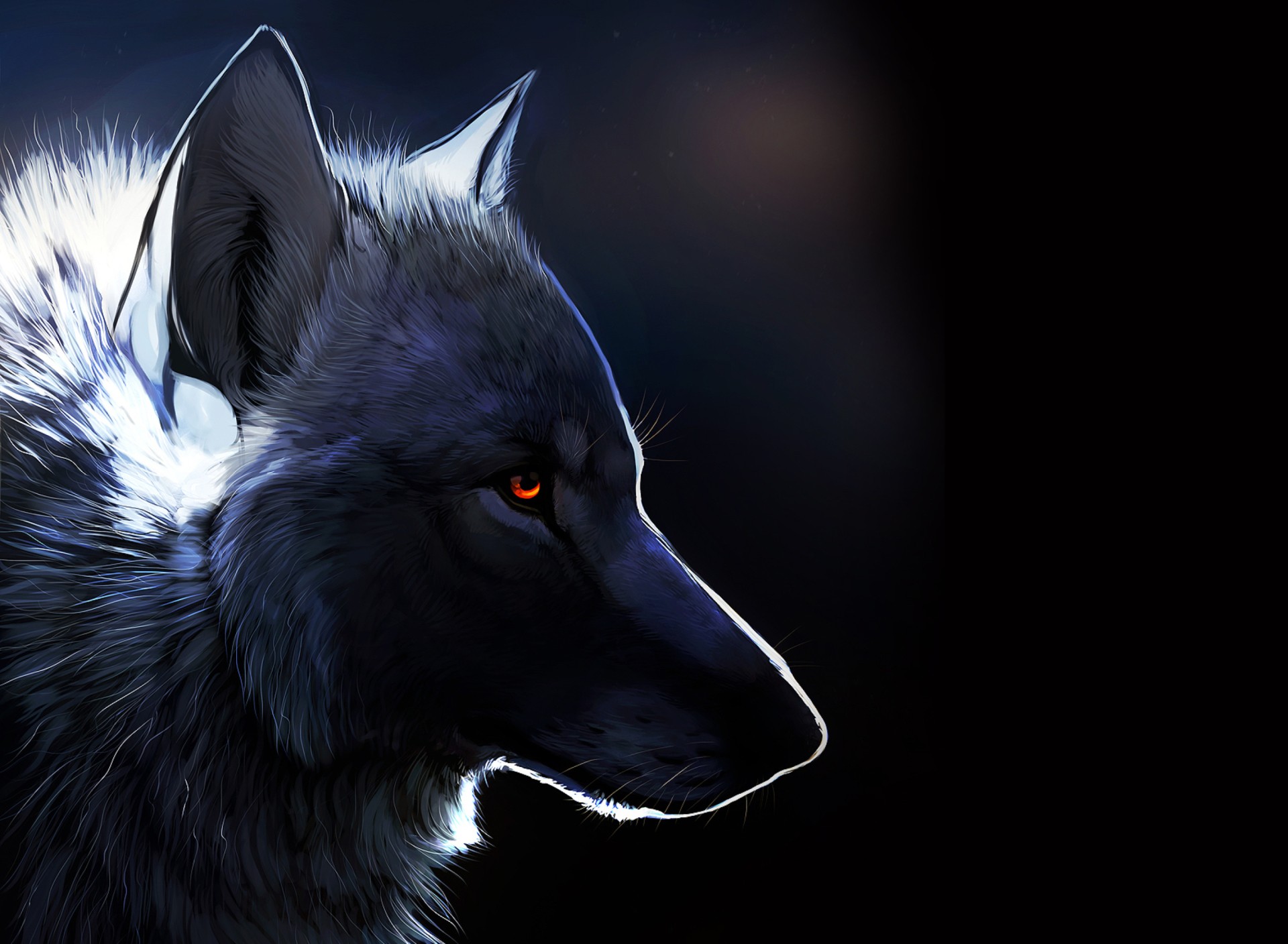 Screenshot №1 pro téma Wolf With Amber Eyes Painting 1920x1408