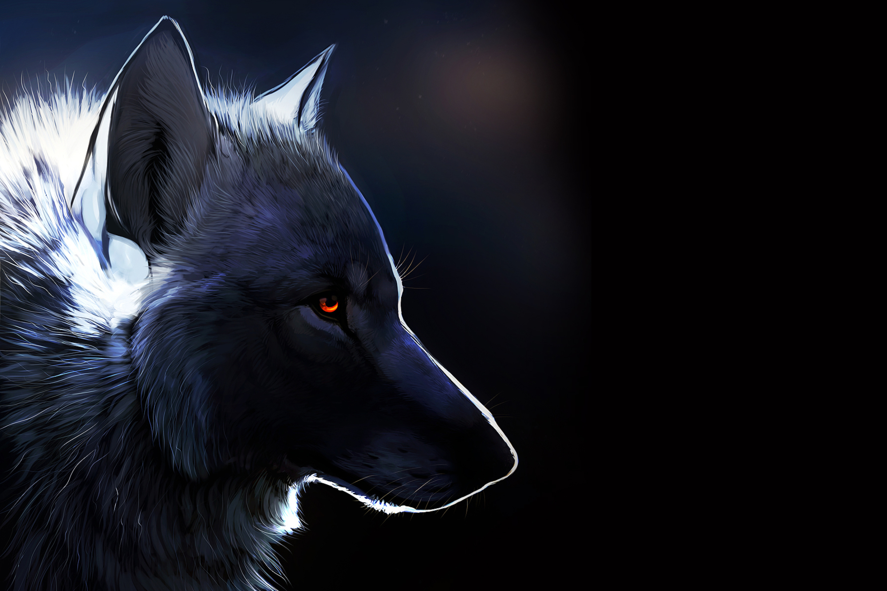 Обои Wolf With Amber Eyes Painting 2880x1920