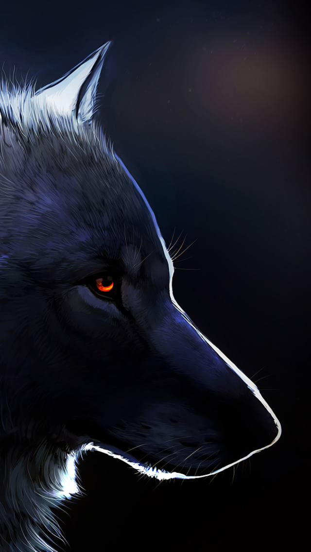Sfondi Wolf With Amber Eyes Painting 640x1136