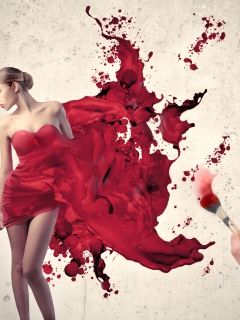 Girl In Painted Red Dress wallpaper 240x320