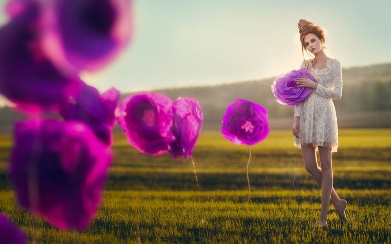 Screenshot №1 pro téma Purple Flower Girl 1280x800