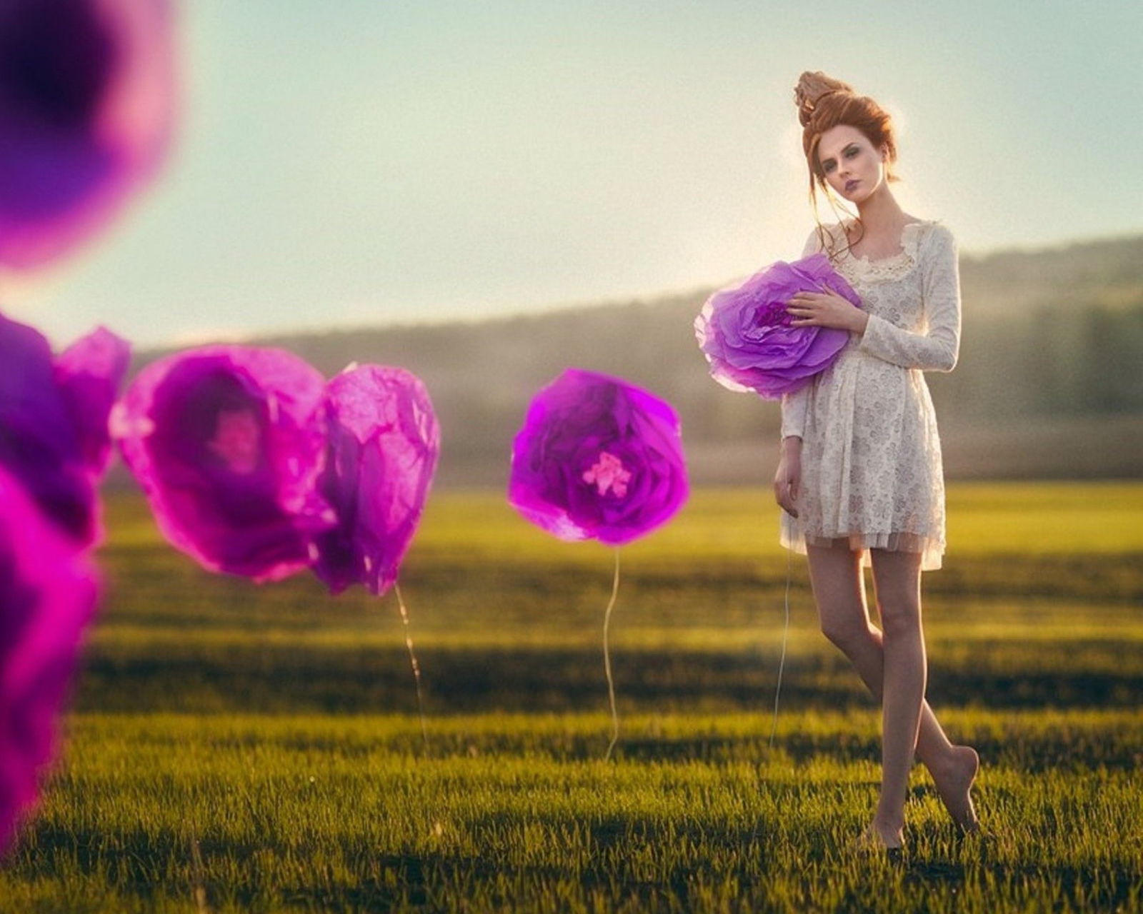 Screenshot №1 pro téma Purple Flower Girl 1600x1280