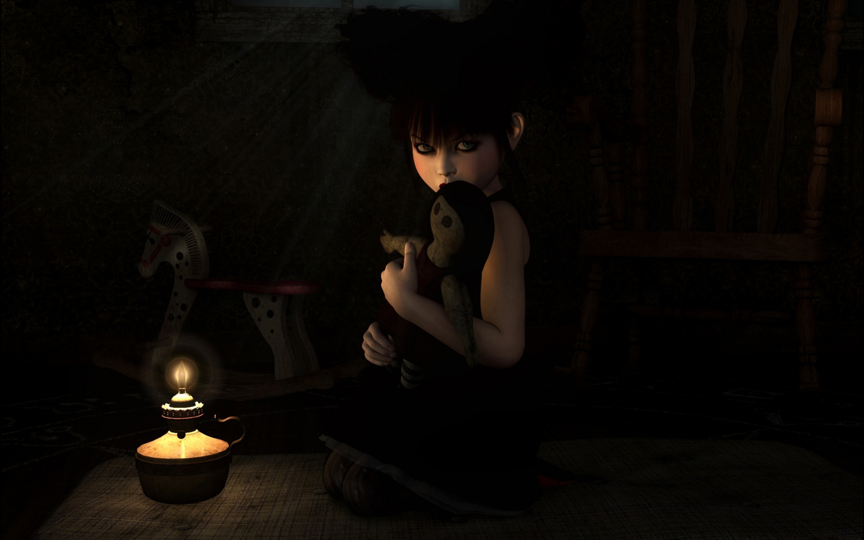 Screenshot №1 pro téma Lonely Child With Toy 1680x1050