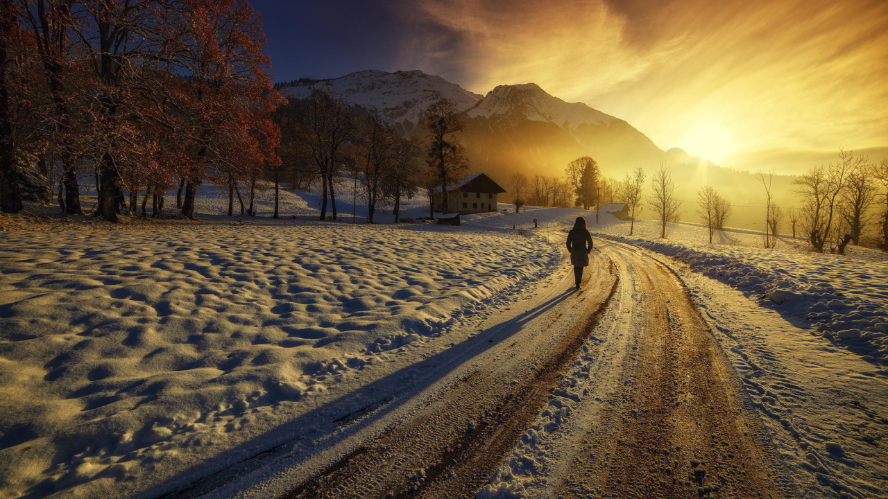 Das Winter Sunrise Wallpaper 1280x720