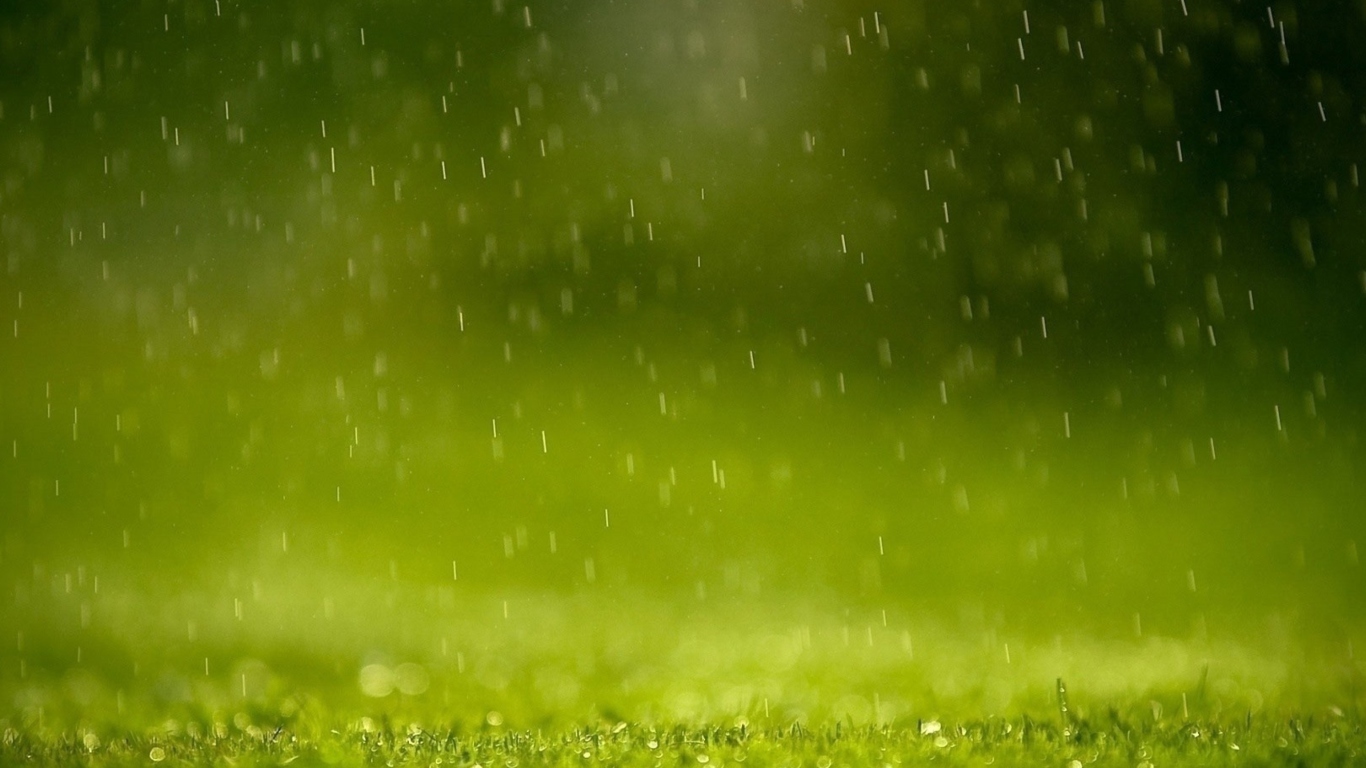 Screenshot №1 pro téma Water Drops And Green Grass 1366x768