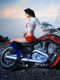 Das Girl On Harley Davidson Wallpaper 240x320