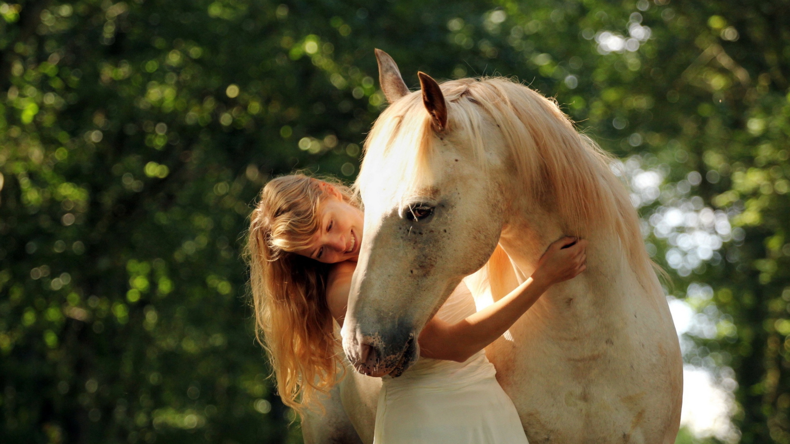 Blonde Girl And Horse wallpaper 1600x900